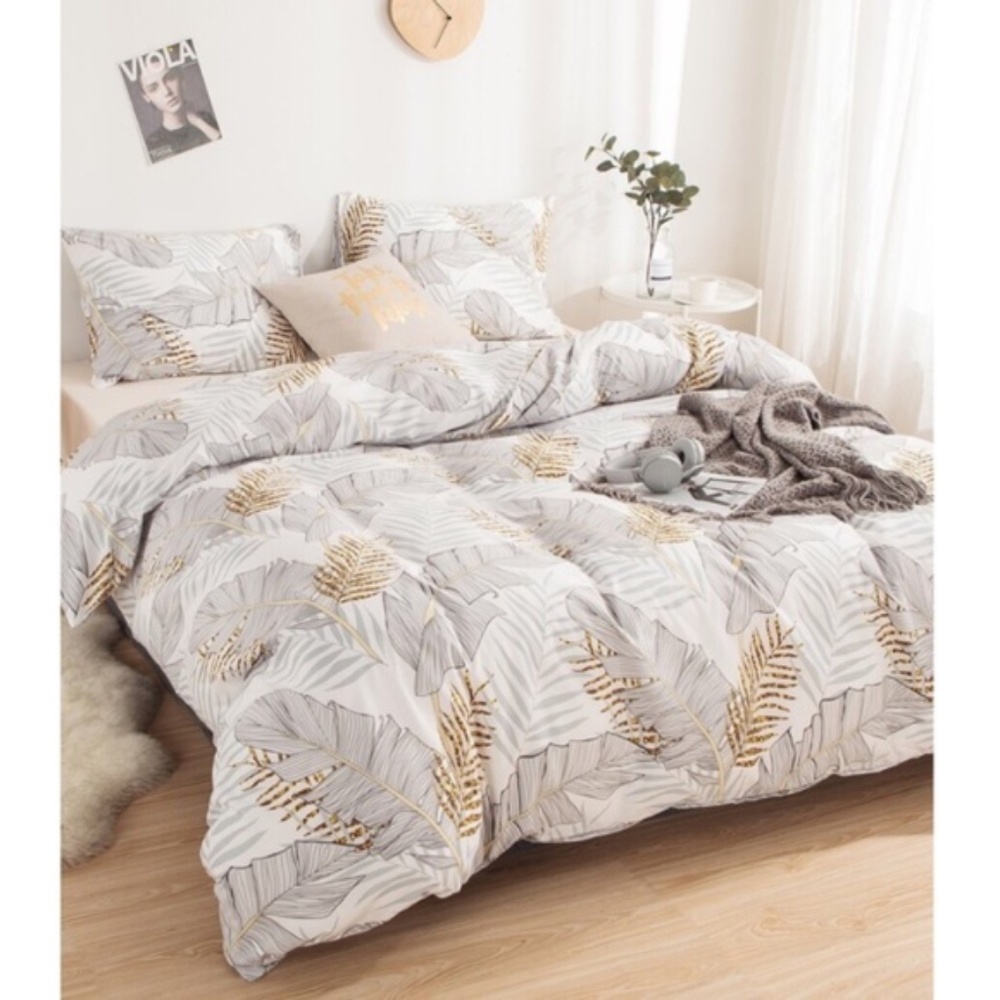 tropical palm Leaves Print Duvet Set - Picture 1 of 3